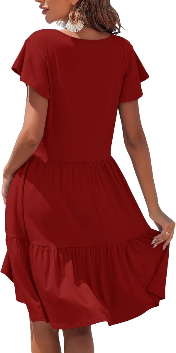 Women's Maternity Nursing Dress Ruffle Cap Sleeve Breastfeeding with Pockets-4