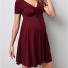 OYOANGLE Women's Maternity Bow Front Short Sleeve Dress V Neck A Line Pregnancy Casual Short Dresses-3