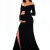 Maternity Photography Props Off Shoulder Long Dress Peach Pink-1