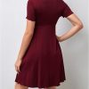 OYOANGLE Women's Maternity Bow Front Short Sleeve Dress V Neck A Line Pregnancy Casual Short Dresses-1