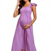 BeautyNee Maternity Dress Boho Maxi with Flutter Sleeve Black Medium-1